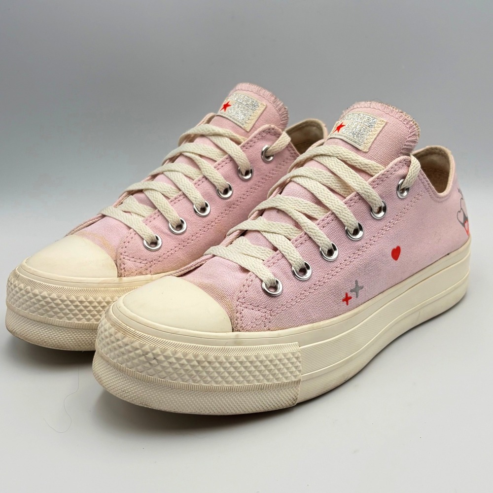 Converse Chuck Taylor All Star Lift Platform Pink Heart Lilac Fever Womens 8 - Picture 2 of 13